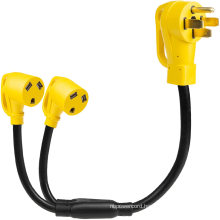 50 Amp to 30 Amp RV Y Adapter Power Cord - 14-50P Male Plug to Two TT-30R Female Electrical Receptacles, Yellow